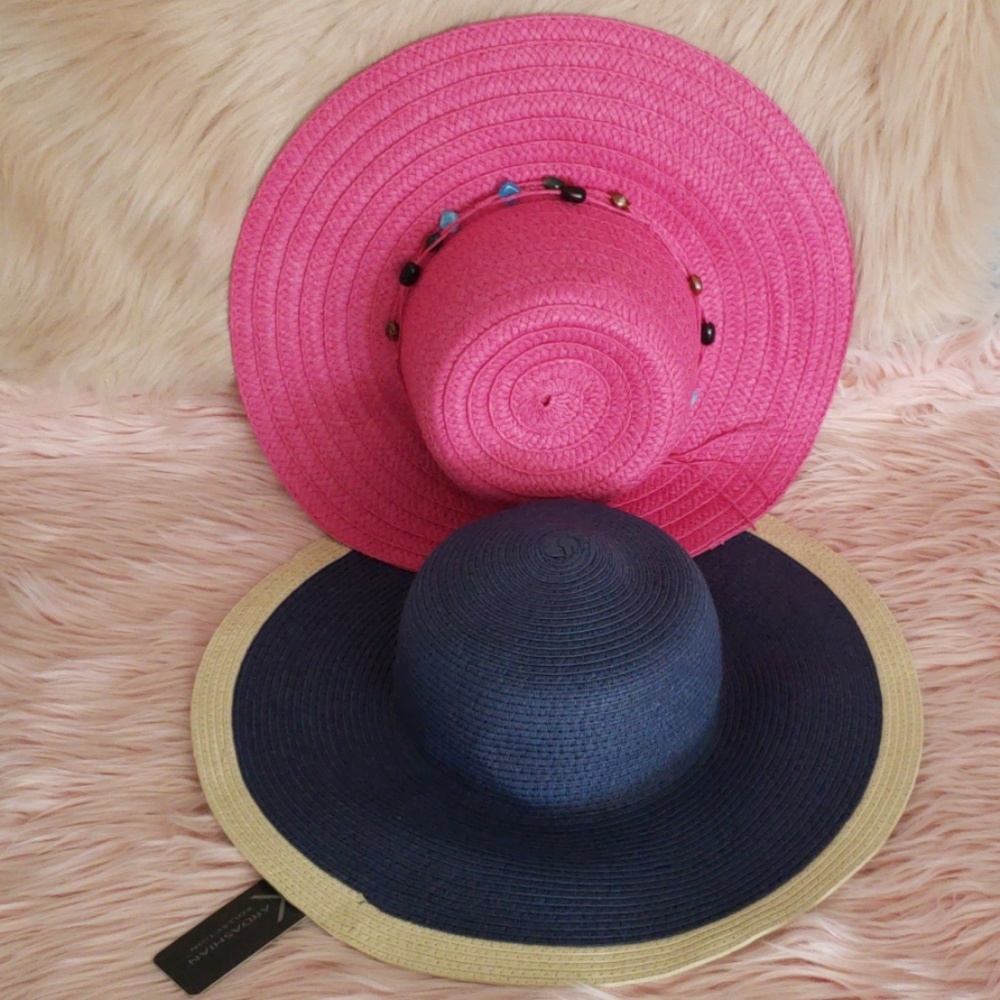 Kardashian kollection navy blue & pink floppy hats